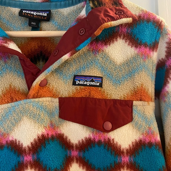 Patagonia Synchilla Snap T Fleece Aztec Timber Twist: Cinder Red Women’s  XXS - Picture 4 of 9